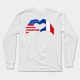 We Heart USA & France Patriot Flag Series Long Sleeve T-Shirt